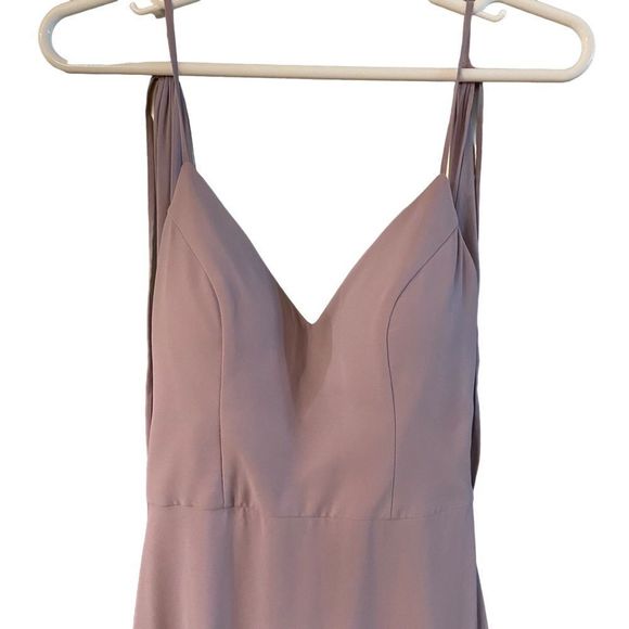 Chiffon Bridesmaid Dress with Deep V-Neck and Spaghetti Straps Size 6 - Picture 10 of 16